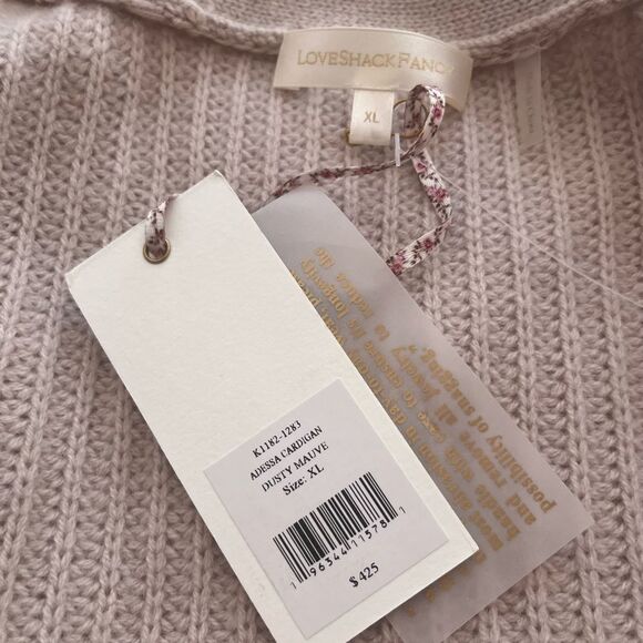 LoveShackFancy Adessa Cardigan in Dusty Mauve size XL - Picture 4 of 5